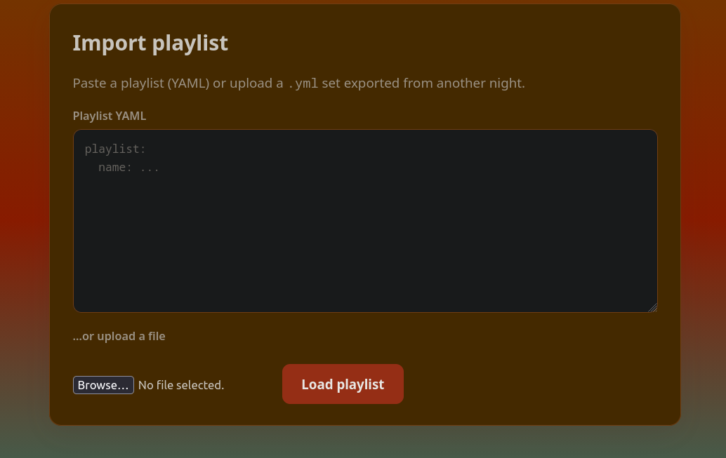 Import Playlist Interface