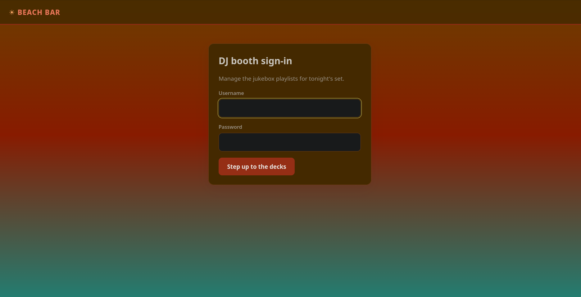 DJ Booth Sign-In Interface